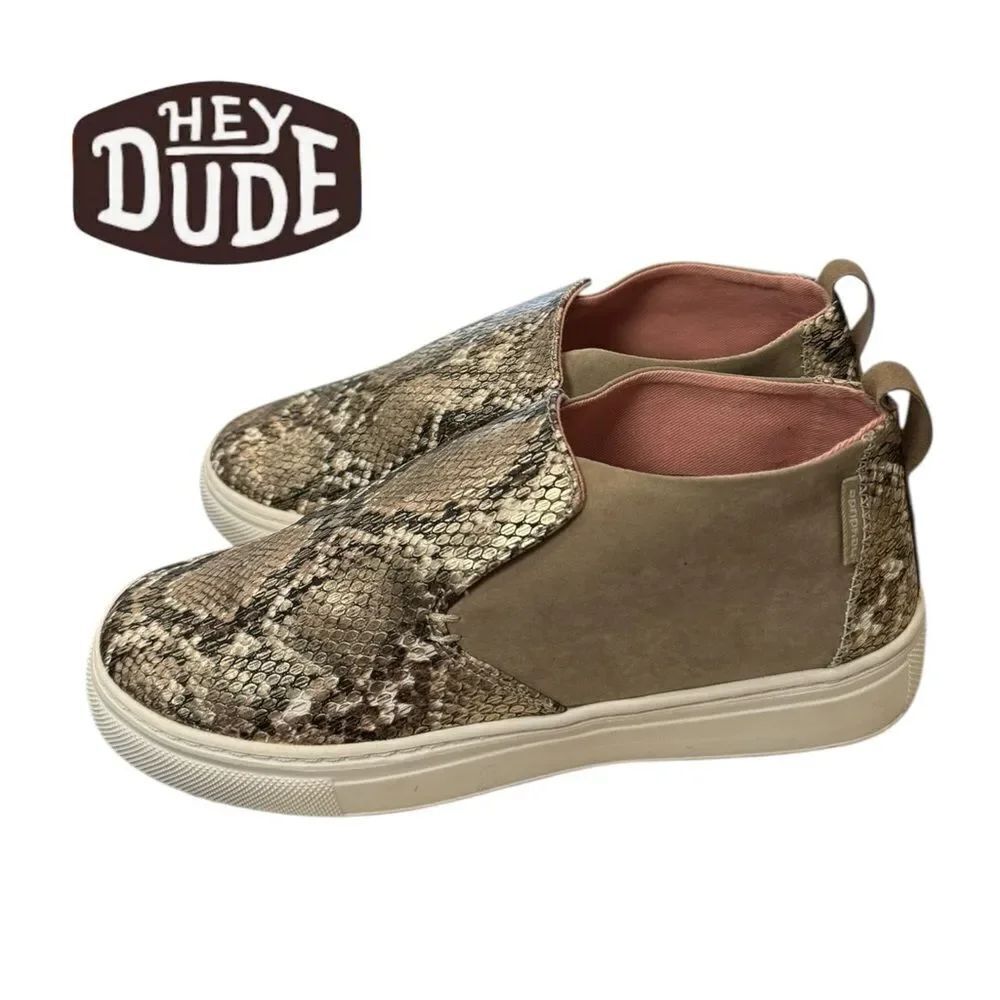 Hey Dude Peyton Snake Brown Women's Slip-on Loafers Sneakers 6
